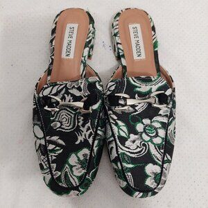 Steve Madden Women's Chess Floral Tapestry Fabric  Mule Green‎ Slip-on Size 8